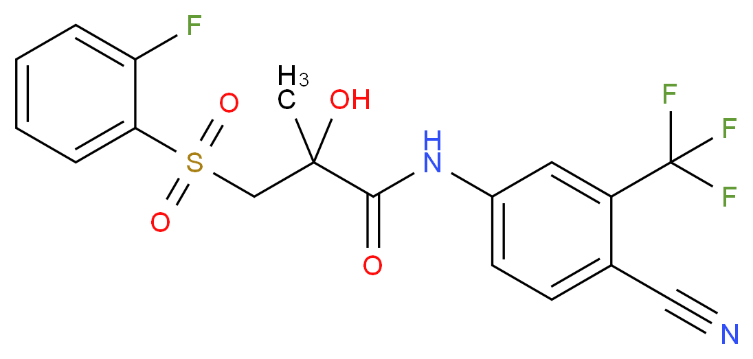 N-[4-cyano-3-(trifluoromethyl)phenyl]-3-(2-fluorobenzenesulfonyl)-2-hydroxy-2-methylpropanamide_分子结构_CAS_1159977-36-2