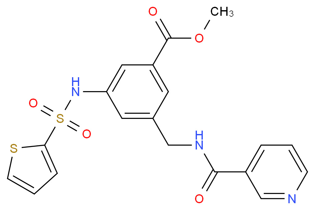 methyl 3-{[(3-pyridinylcarbonyl)amino]methyl}-5-[(2-thienylsulfonyl)amino]benzoate_分子结构_CAS_)