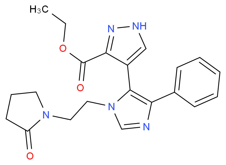 ethyl 4-{1-[2-(2-oxopyrrolidin-1-yl)ethyl]-4-phenyl-1H-imidazol-5-yl}-1H-pyrazole-3-carboxylate_分子结构_CAS_)