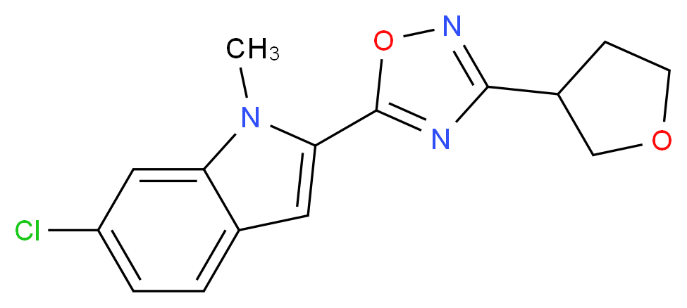 6-chloro-1-methyl-2-[3-(tetrahydrofuran-3-yl)-1,2,4-oxadiazol-5-yl]-1H-indole_分子结构_CAS_)