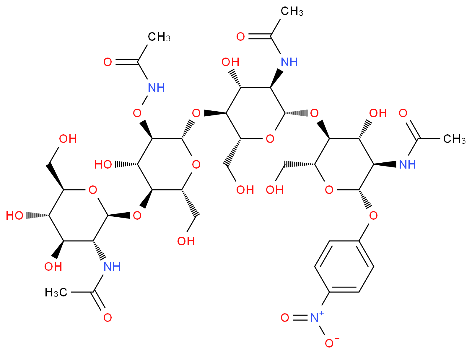 p-Nitrophenyl Penta-N-acetyl-β-chitopentaoside_分子结构_CAS_114882-45-0)