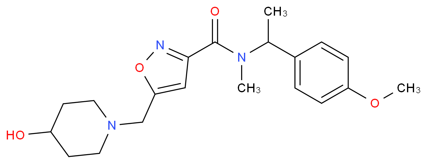 5-[(4-hydroxypiperidin-1-yl)methyl]-N-[1-(4-methoxyphenyl)ethyl]-N-methylisoxazole-3-carboxamide_分子结构_CAS_)