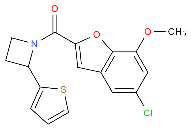 1-[(5-chloro-7-methoxy-1-benzofuran-2-yl)carbonyl]-2-(2-thienyl)azetidine_分子结构_CAS_)
