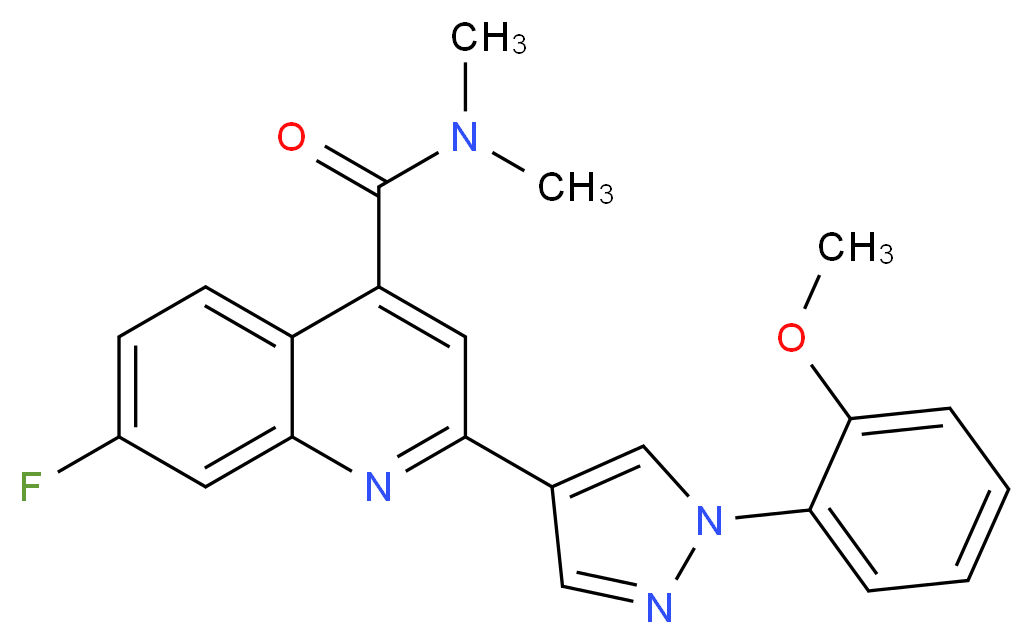 7-fluoro-2-[1-(2-methoxyphenyl)-1H-pyrazol-4-yl]-N,N-dimethylquinoline-4-carboxamide_分子结构_CAS_)