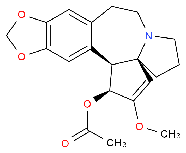 (2S,3S,6R)-4-methoxy-16,18-dioxa-10-azapentacyclo[11.7.0.0<sup>2</sup>,<sup>6</sup>.0<sup>6</sup>,<sup>1</sup><sup>0</sup>.0<sup>1</sup><sup>5</sup>,<sup>1</sup><sup>9</sup>]icosa-1(20),4,13,15(19)-tetraen-3-yl acetate_分子结构_CAS_24274-60-0