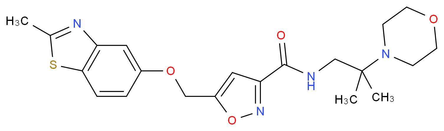 5-{[(2-methyl-1,3-benzothiazol-5-yl)oxy]methyl}-N-[2-methyl-2-(4-morpholinyl)propyl]-3-isoxazolecarboxamide_分子结构_CAS_)