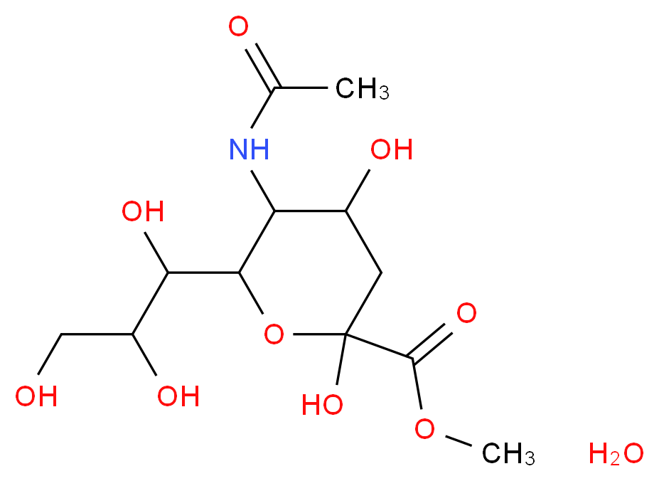 hydrate methyl 5-acetamido-2,4-dihydroxy-6-(1,2,3-trihydroxypropyl)oxane-2-carboxylate_分子结构_CAS_50998-13-5