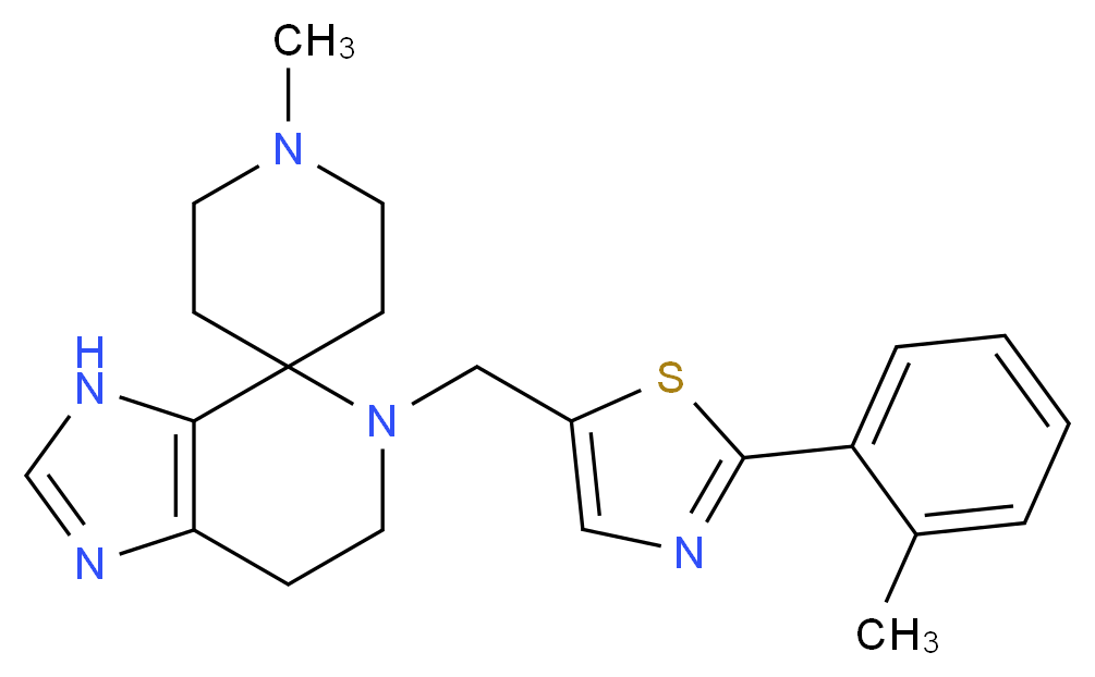 1'-methyl-5-{[2-(2-methylphenyl)-1,3-thiazol-5-yl]methyl}-3,5,6,7-tetrahydrospiro[imidazo[4,5-c]pyridine-4,4'-piperidine]_分子结构_CAS_)