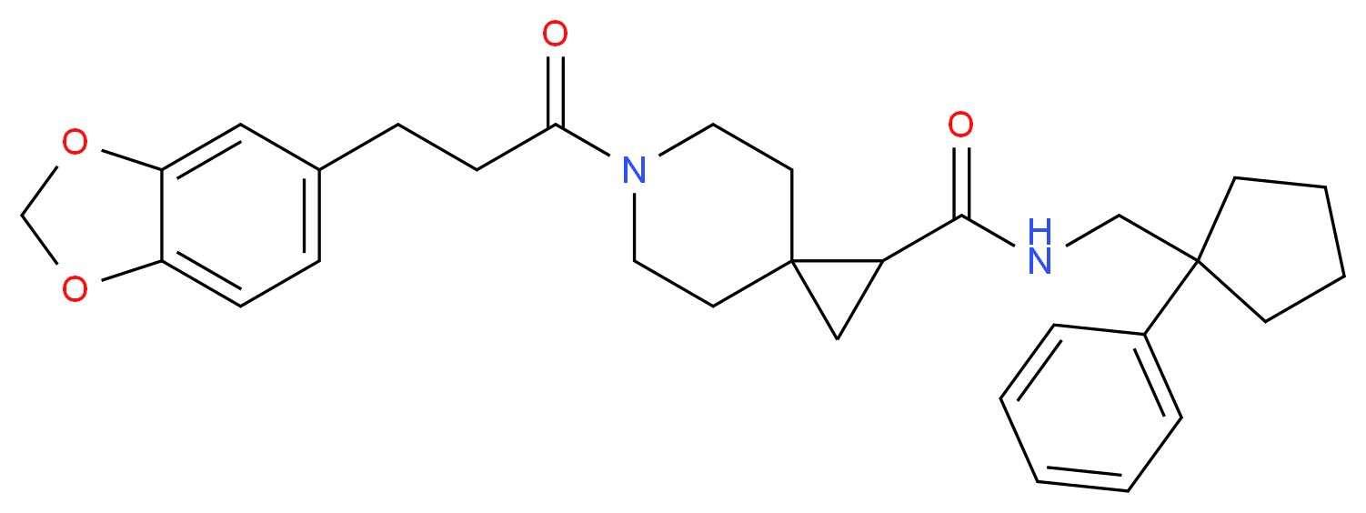 6-[3-(1,3-benzodioxol-5-yl)propanoyl]-N-[(1-phenylcyclopentyl)methyl]-6-azaspiro[2.5]octane-1-carboxamide_分子结构_CAS_)