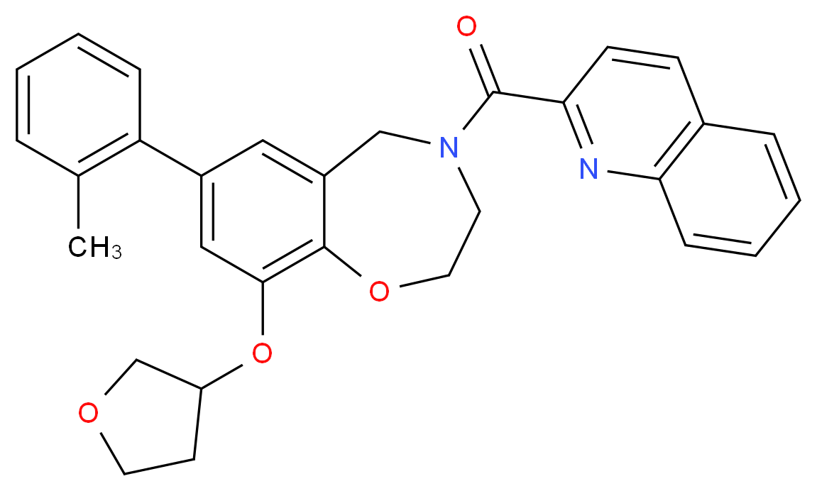 7-(2-methylphenyl)-4-(2-quinolinylcarbonyl)-9-(tetrahydro-3-furanyloxy)-2,3,4,5-tetrahydro-1,4-benzoxazepine_分子结构_CAS_)