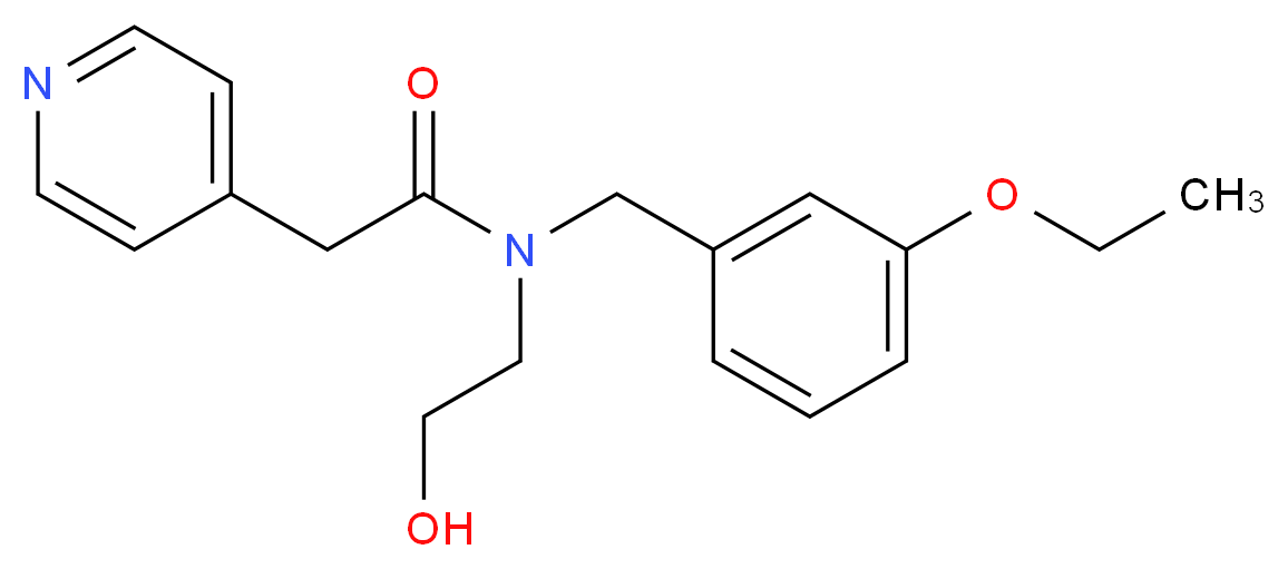 N-(3-ethoxybenzyl)-N-(2-hydroxyethyl)-2-pyridin-4-ylacetamide_分子结构_CAS_)