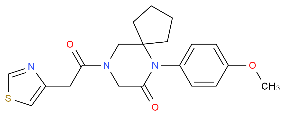 6-(4-methoxyphenyl)-9-(1,3-thiazol-4-ylacetyl)-6,9-diazaspiro[4.5]decan-7-one_分子结构_CAS_)