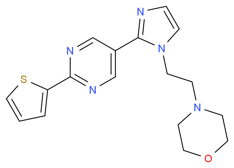 4-(2-{2-[2-(2-thienyl)pyrimidin-5-yl]-1H-imidazol-1-yl}ethyl)morpholine_分子结构_CAS_)