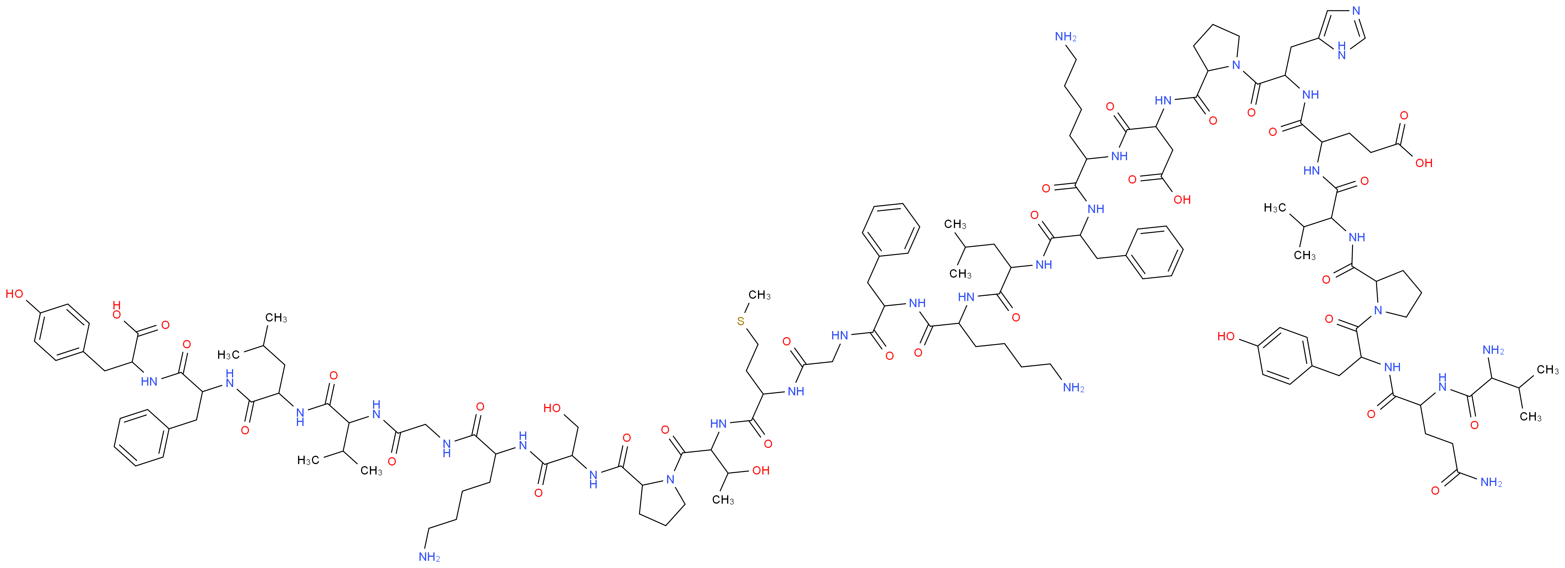 4-({1-[2-({1-[(5-amino-1-{[1-({1-[(5-amino-1-{[1-({[(1-{[1-(2-{[1-({5-amino-1-[({[1-({1-[(1-{[1-carboxy-2-(4-hydroxyphenyl)ethyl]carbamoyl}-2-phenylethyl)carbamoyl]-3-methylbutyl}carbamoyl)-2-methylpropyl]carbamoyl}methyl)carbamoyl]pentyl}carbamoyl)-2-hydroxyethyl]carbamoyl}pyrrolidin-1-yl)-3-hydroxy-1-oxobutan-2-yl]carbamoyl}-3-(methylsulfanyl)propyl)carbamoyl]methyl}carbamoyl)-2-phenylethyl]carbamoyl}pentyl)carbamoyl]-3-methylbutyl}carbamoyl)-2-phenylethyl]carbamoyl}pentyl)carbamoyl]-2-carboxyethyl}carbamoyl)pyrrolidin-1-yl]-3-(1H-imidazol-5-yl)-1-oxopropan-2-yl}carbamoyl)-4-{2-[(1-{2-[2-(2-amino-3-methylbutanamido)-4-carbamoylbutanamido]-3-(4-hydroxyphenyl)propanoyl}pyrrolidin-2-yl)formamido]-3-methylbutanamido}butanoic acid_分子结构_CAS_99510-37-9