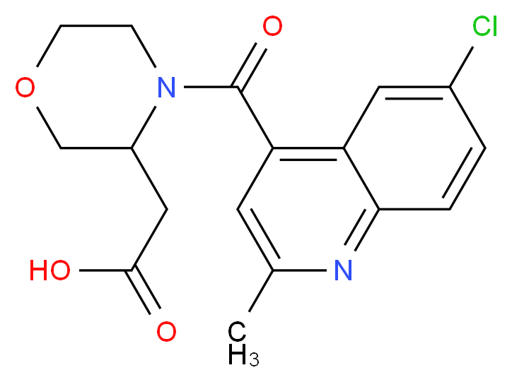 {4-[(6-chloro-2-methyl-4-quinolinyl)carbonyl]-3-morpholinyl}acetic acid_分子结构_CAS_)