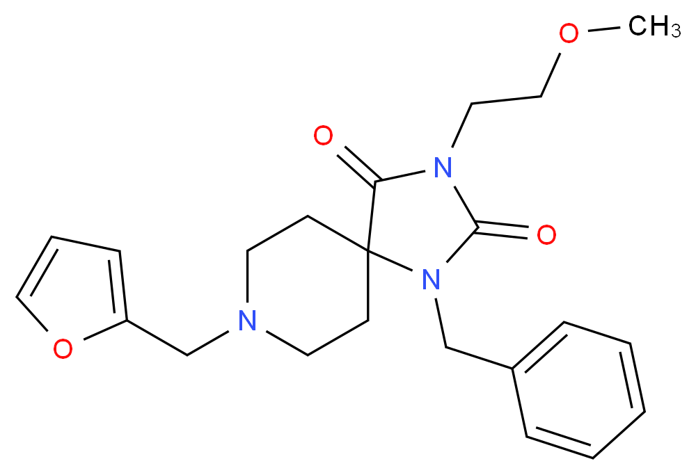 1-benzyl-8-(2-furylmethyl)-3-(2-methoxyethyl)-1,3,8-triazaspiro[4.5]decane-2,4-dione_分子结构_CAS_)