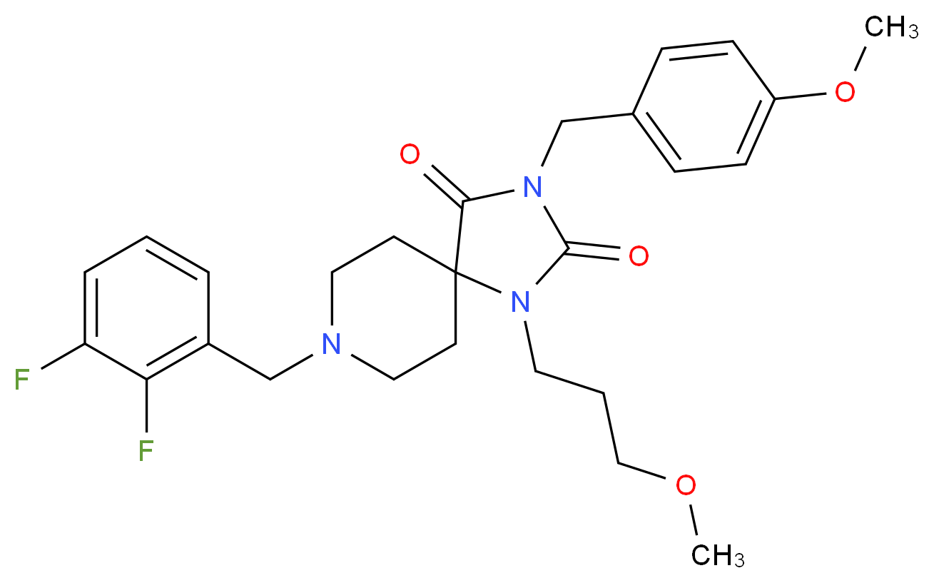 8-(2,3-difluorobenzyl)-3-(4-methoxybenzyl)-1-(3-methoxypropyl)-1,3,8-triazaspiro[4.5]decane-2,4-dione_分子结构_CAS_)