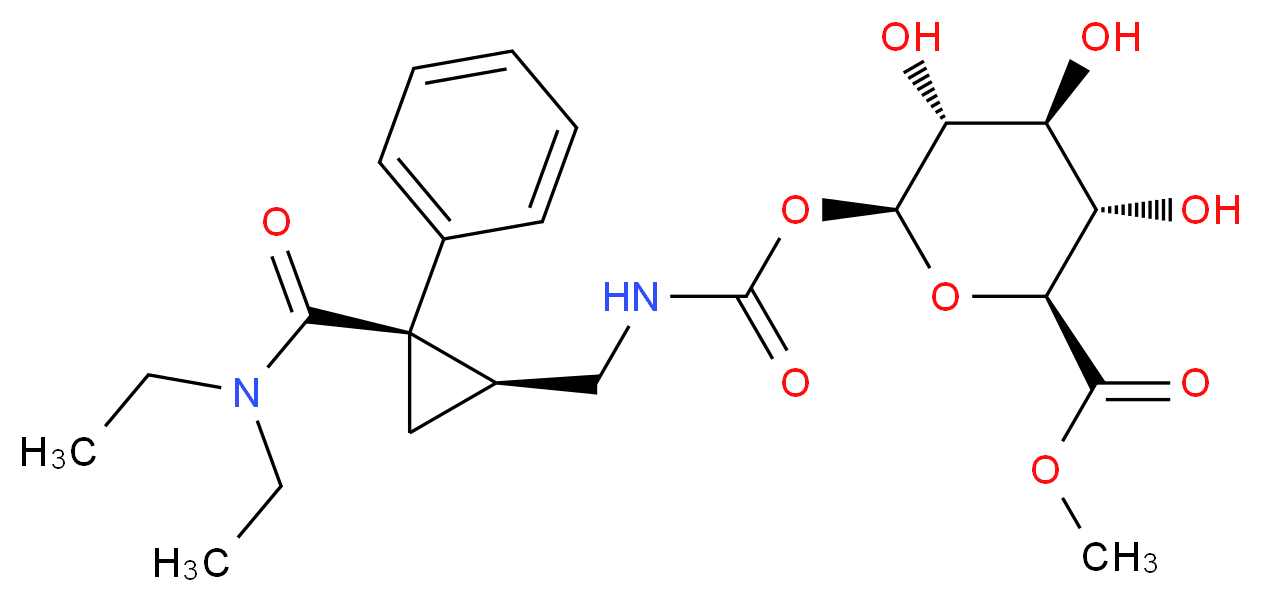 methyl (2S,3S,4S,5R,6S)-6-[({[(1S,2R)-2-(diethylcarbamoyl)-2-phenylcyclopropyl]methyl}carbamoyl)oxy]-3,4,5-trihydroxyoxane-2-carboxylate_分子结构_CAS_1191034-22-6