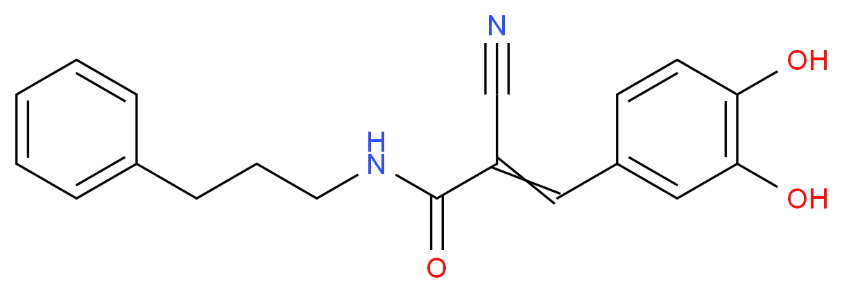 2-cyano-3-(3,4-dihydroxyphenyl)-N-(3-phenylpropyl)prop-2-enamide_分子结构_CAS_122520-85-8