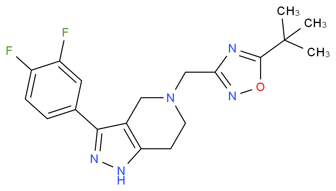5-[(5-tert-butyl-1,2,4-oxadiazol-3-yl)methyl]-3-(3,4-difluorophenyl)-4,5,6,7-tetrahydro-1H-pyrazolo[4,3-c]pyridine_分子结构_CAS_)