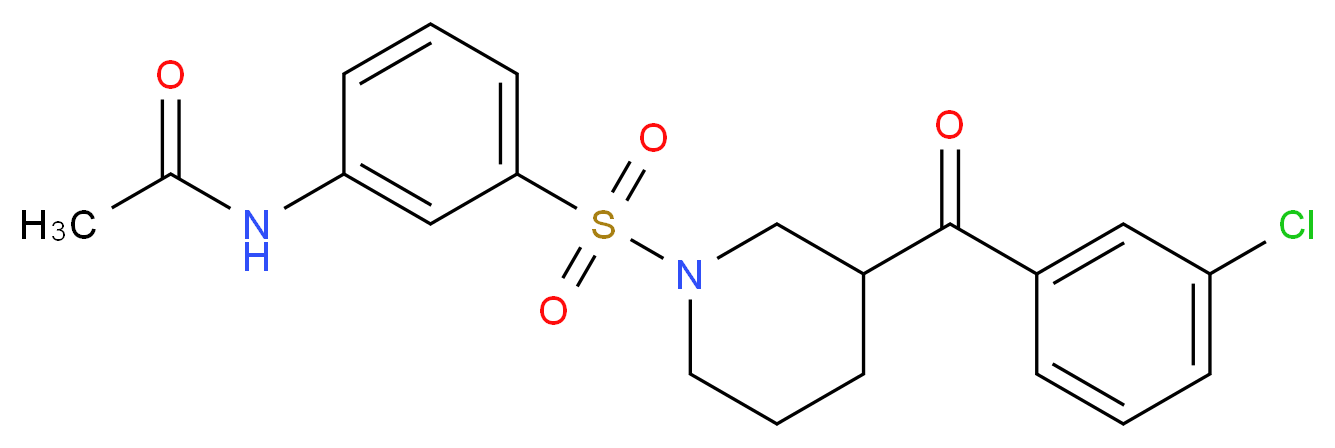 N-(3-{[3-(3-chlorobenzoyl)-1-piperidinyl]sulfonyl}phenyl)acetamide_分子结构_CAS_)