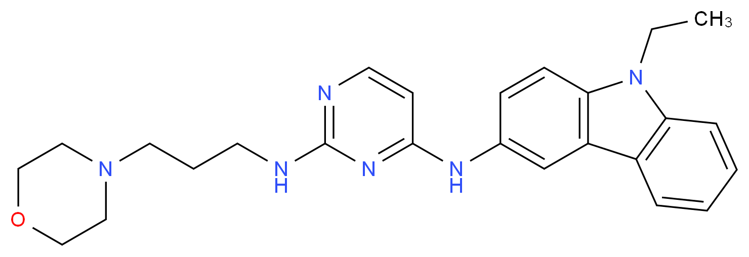 N4-(9-ethyl-9H-carbazol-3-yl)-N2-[3-(morpholin-4-yl)propyl]pyrimidine-2,4-diamine_分子结构_CAS_1380432-32-5