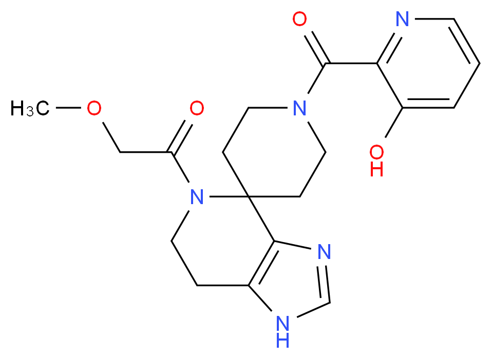 2-{[5-(methoxyacetyl)-1,5,6,7-tetrahydro-1'H-spiro[imidazo[4,5-c]pyridine-4,4'-piperidin]-1'-yl]carbonyl}pyridin-3-ol_分子结构_CAS_)