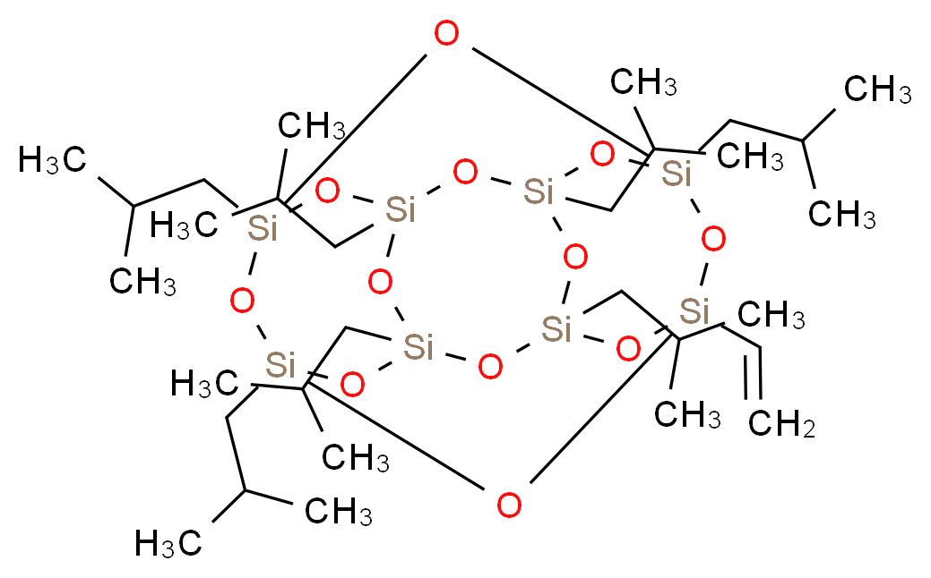 1-ethenyl-3,5,7,9,11,13,15-heptakis(2-methylpropyl)pentacyclo[9.5.1.1<sup>3</sup>,<sup>9</sup>.1<sup>5</sup>,<sup>1</sup><sup>5</sup>.1<sup>7</sup>,<sup>1</sup><sup>3</sup>]octasiloxane_分子结构_CAS_444315-18-8