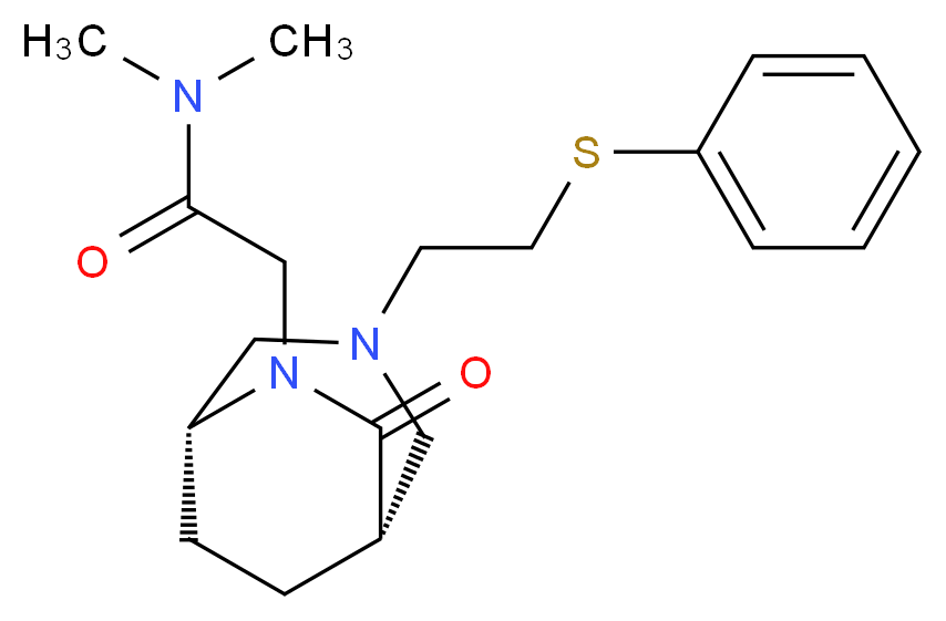 N,N-dimethyl-2-{(1S*,5R*)-7-oxo-3-[2-(phenylthio)ethyl]-3,6-diazabicyclo[3.2.2]non-6-yl}acetamide_分子结构_CAS_)