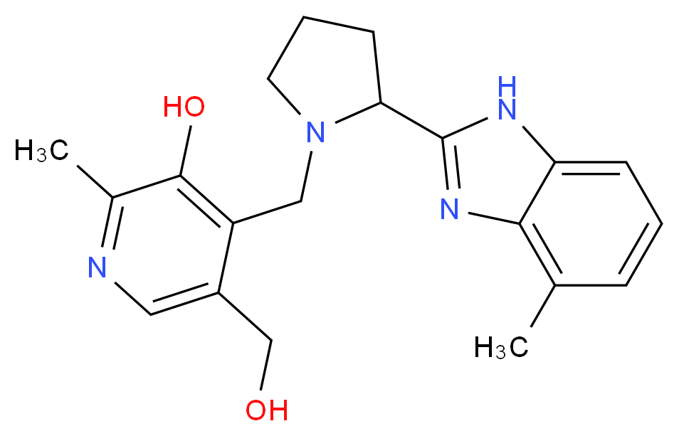 5-(hydroxymethyl)-2-methyl-4-{[2-(4-methyl-1H-benzimidazol-2-yl)pyrrolidin-1-yl]methyl}pyridin-3-ol_分子结构_CAS_)
