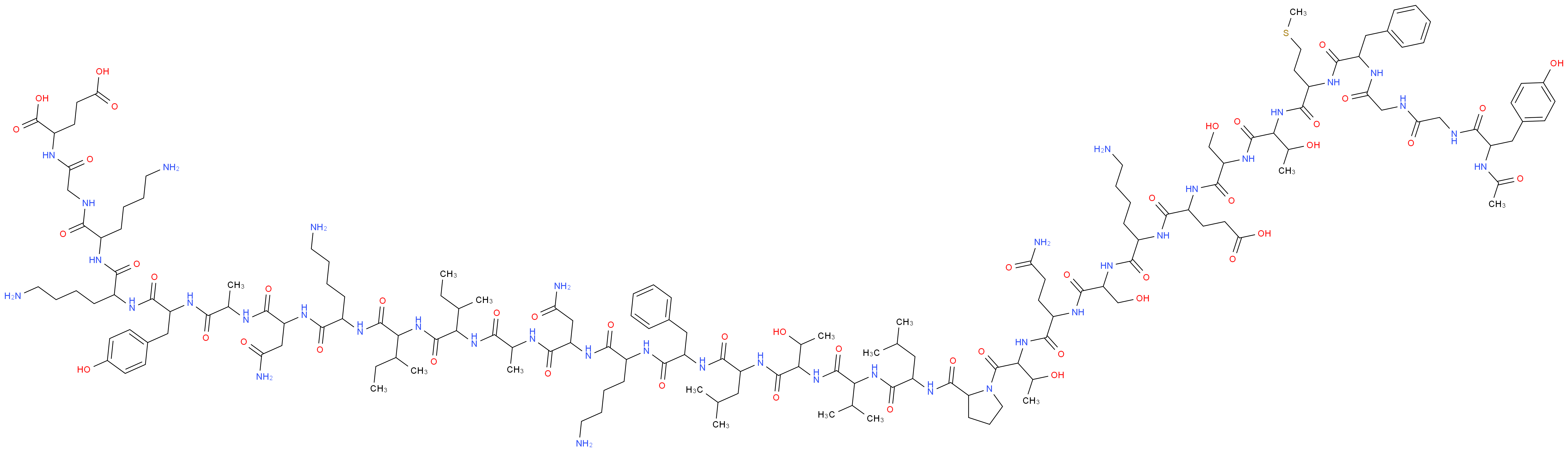 2-[2-(6-amino-2-{6-amino-2-[2-(2-{2-[6-amino-2-(2-{2-[2-(2-{6-amino-2-[2-(2-{2-[2-(2-{[1-(2-{2-[2-(6-amino-2-{4-carboxy-2-[2-(2-{2-[2-(2-{2-[2-acetamido-3-(4-hydroxyphenyl)propanamido]acetamido}acetamido)-3-phenylpropanamido]-4-(methylsulfanyl)butanamido}-3-hydroxybutanamido)-3-hydroxypropanamido]butanamido}hexanamido)-3-hydroxypropanamido]-4-carbamoylbutanamido}-3-hydroxybutanoyl)pyrrolidin-2-yl]formamido}-4-methylpentanamido)-3-methylbutanamido]-3-hydroxybutanamido}-4-methylpentanamido)-3-phenylpropanamido]hexanamido}-3-carbamoylpropanamido)propanamido]-3-methylpentanamido}-3-methylpentanamido)hexanamido]-3-carbamoylpropanamido}propanamido)-3-(4-hydroxyphenyl)propanamido]hexanamido}hexanamido)acetamido]pentanedioic acid_分子结构_CAS_80102-04-1