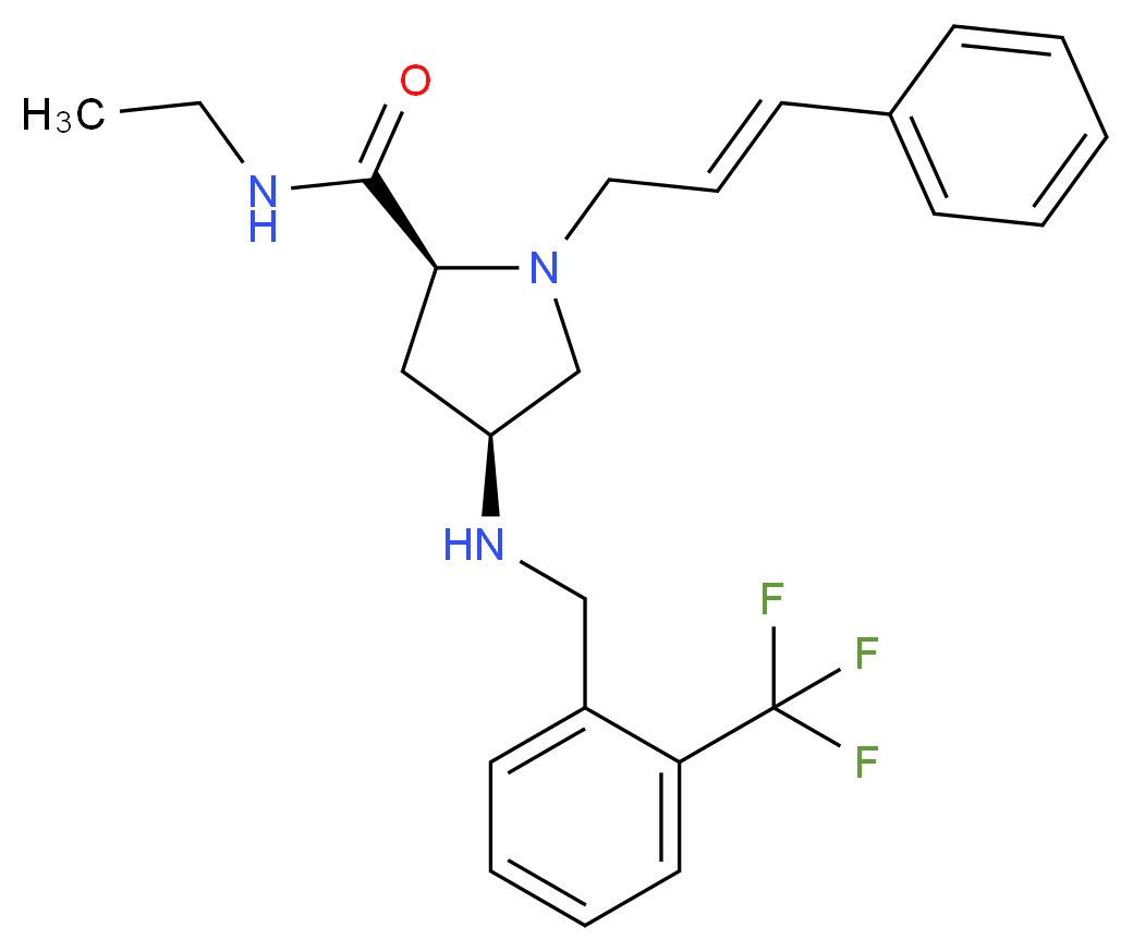 (4S)-N-ethyl-1-[(2E)-3-phenyl-2-propen-1-yl]-4-{[2-(trifluoromethyl)benzyl]amino}-L-prolinamide_分子结构_CAS_)