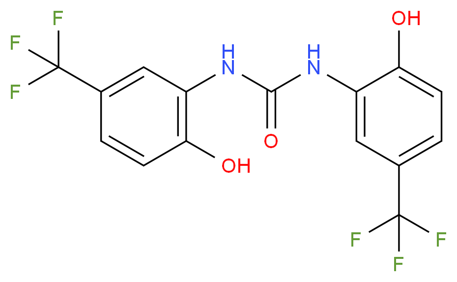 1,3-bis[2-hydroxy-5-(trifluoromethyl)phenyl]urea_分子结构_CAS_448895-37-2