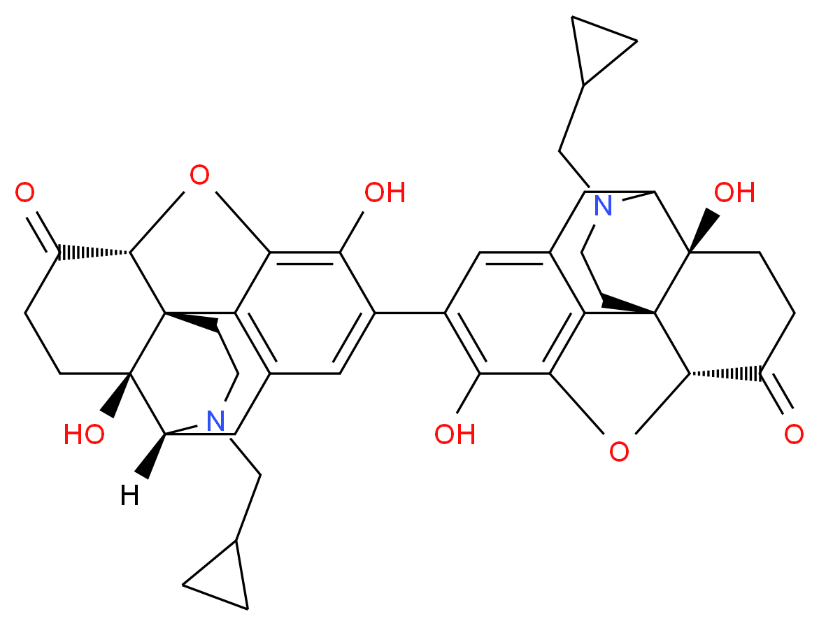 (1S,5R,13R,17S)-4-(cyclopropylmethyl)-9-[(1S,13R,17S)-4-(cyclopropylmethyl)-10,17-dihydroxy-14-oxo-12-oxa-4-azapentacyclo[9.6.1.0<sup>1</sup>,<sup>1</sup><sup>3</sup>.0<sup>5</sup>,<sup>1</sup><sup>7</sup>.0<sup>7</sup>,<sup>1</sup><sup>8</sup>]octadeca-7,9,11(18)-trien-9-yl]-10,17-dihydroxy-12-oxa-4-azapentacyclo[9.6.1.0<sup>1</sup>,<sup>1</sup><sup>3</sup>.0<sup>5</sup>,<sup>1</sup><sup>7</sup>.0<sup>7</sup>,<sup>1</sup><sup>8</sup>]octadeca-7(18),8,10-trien-14-one_分子结构_CAS_607732-61-6