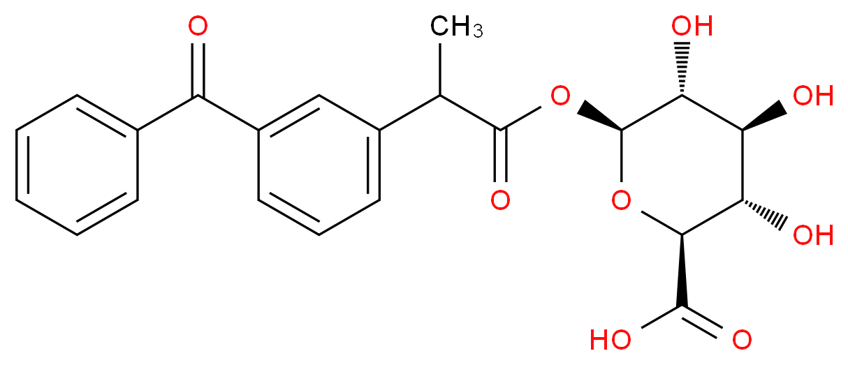 (2S,3S,4S,5R,6S)-6-{[2-(3-benzoylphenyl)propanoyl]oxy}-3,4,5-trihydroxyoxane-2-carboxylic acid_分子结构_CAS_76690-94-3