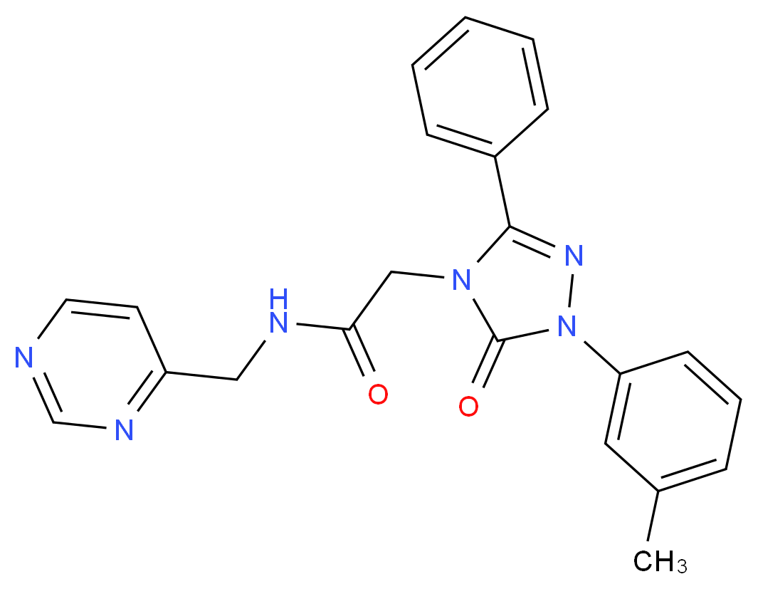 2-[1-(3-methylphenyl)-5-oxo-3-phenyl-1,5-dihydro-4H-1,2,4-triazol-4-yl]-N-(4-pyrimidinylmethyl)acetamide_分子结构_CAS_)