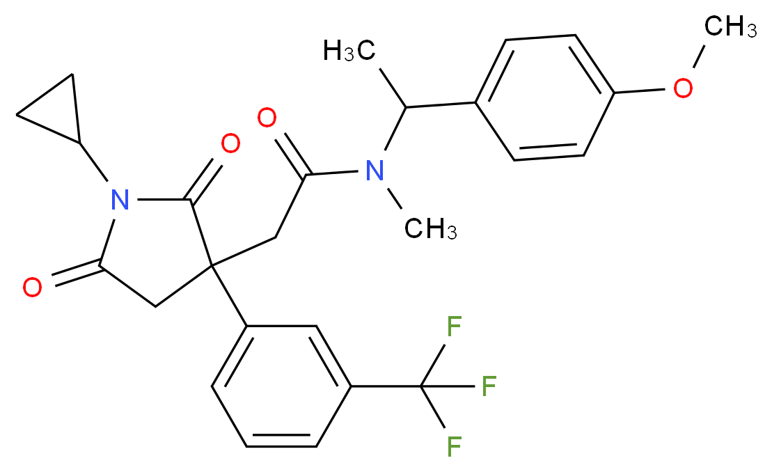 2-{1-cyclopropyl-2,5-dioxo-3-[3-(trifluoromethyl)phenyl]-3-pyrrolidinyl}-N-[1-(4-methoxyphenyl)ethyl]-N-methylacetamide_分子结构_CAS_)