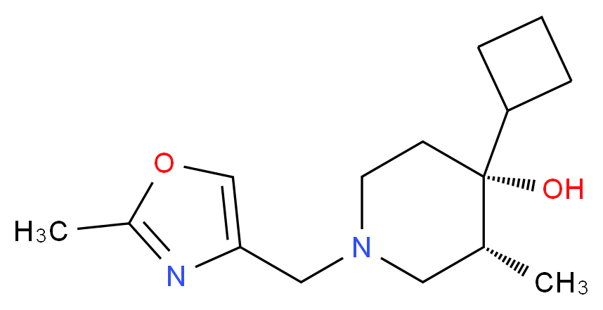(3R*,4R*)-4-cyclobutyl-3-methyl-1-[(2-methyl-1,3-oxazol-4-yl)methyl]piperidin-4-ol_分子结构_CAS_)