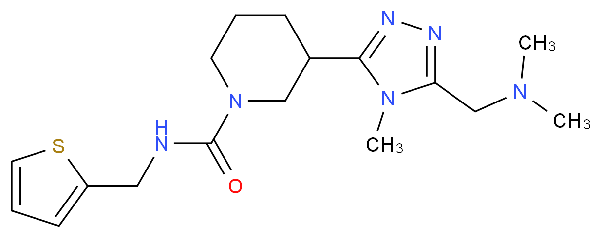 3-{5-[(dimethylamino)methyl]-4-methyl-4H-1,2,4-triazol-3-yl}-N-(2-thienylmethyl)piperidine-1-carboxamide_分子结构_CAS_)