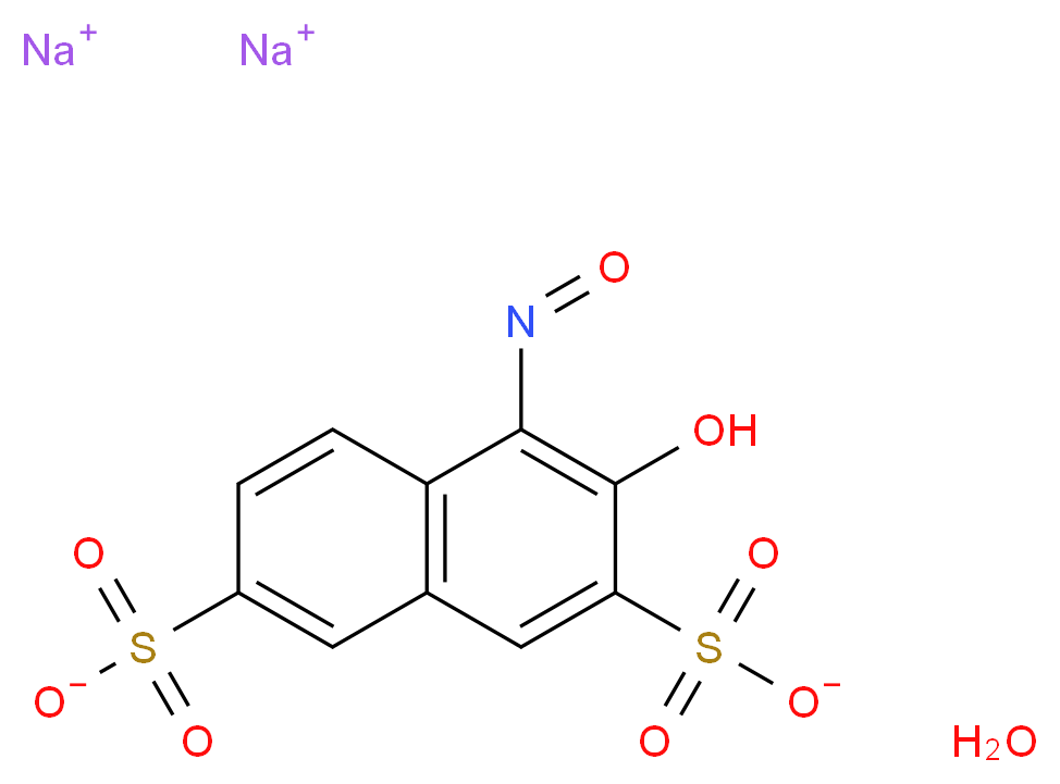 1-硝基-2-萘酚-3,6-二磺酸 二钠盐 水合物_分子结构_CAS_525-05-3(anhydrous))