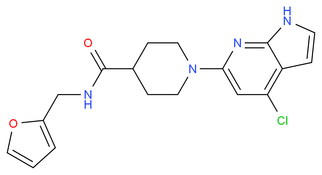 1-(4-chloro-1H-pyrrolo[2,3-b]pyridin-6-yl)-N-(2-furylmethyl)piperidine-4-carboxamide_分子结构_CAS_)