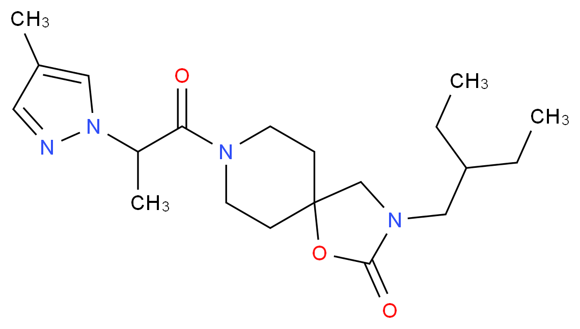 3-(2-ethylbutyl)-8-[2-(4-methyl-1H-pyrazol-1-yl)propanoyl]-1-oxa-3,8-diazaspiro[4.5]decan-2-one_分子结构_CAS_)