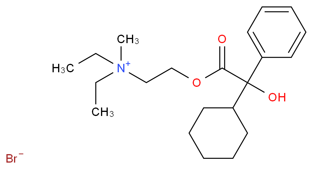 {2-[(2-cyclohexyl-2-hydroxy-2-phenylacetyl)oxy]ethyl}diethylmethylazanium bromide_分子结构_CAS_50-10-2