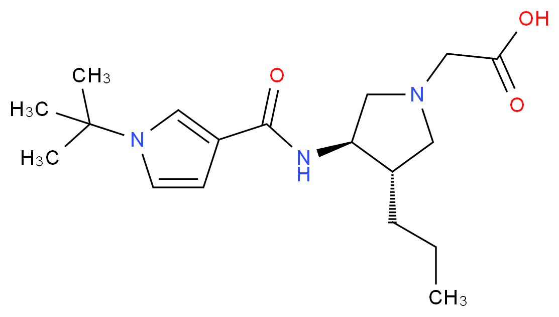 ((3R*,4S*)-3-{[(1-tert-butyl-1H-pyrrol-3-yl)carbonyl]amino}-4-propyl-1-pyrrolidinyl)acetic acid_分子结构_CAS_)