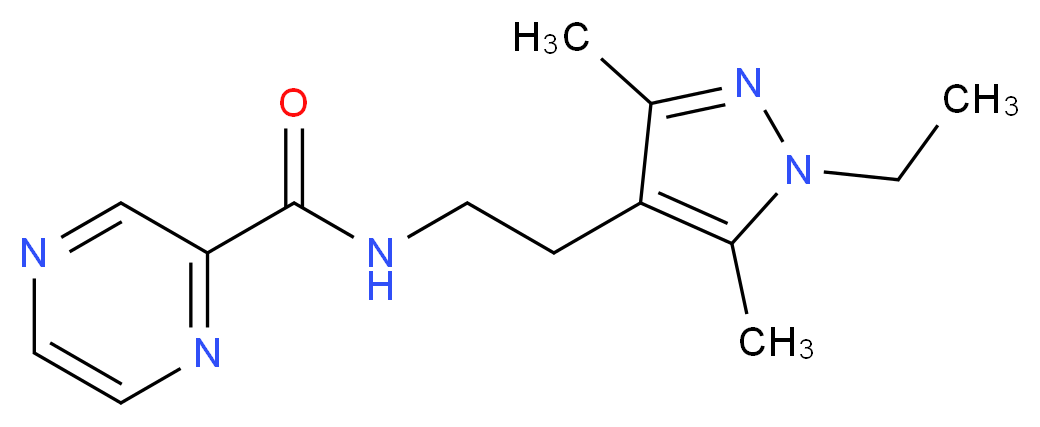 N-[2-(1-ethyl-3,5-dimethyl-1H-pyrazol-4-yl)ethyl]-2-pyrazinecarboxamide_分子结构_CAS_)