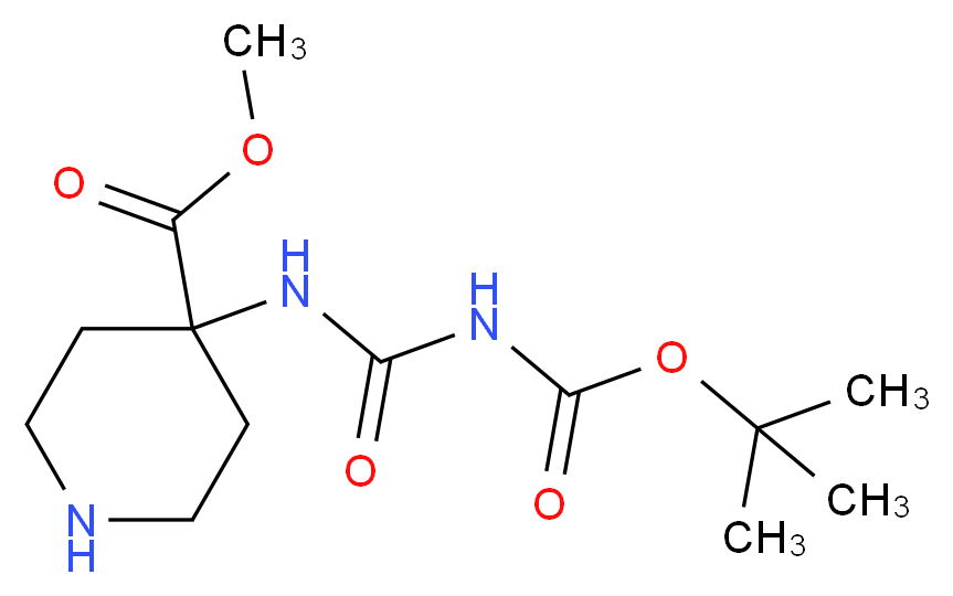 Methyl 4-(3-(tert-butoxycarbonyl)ureido)piperidine-4-carboxylate_分子结构_CAS_)