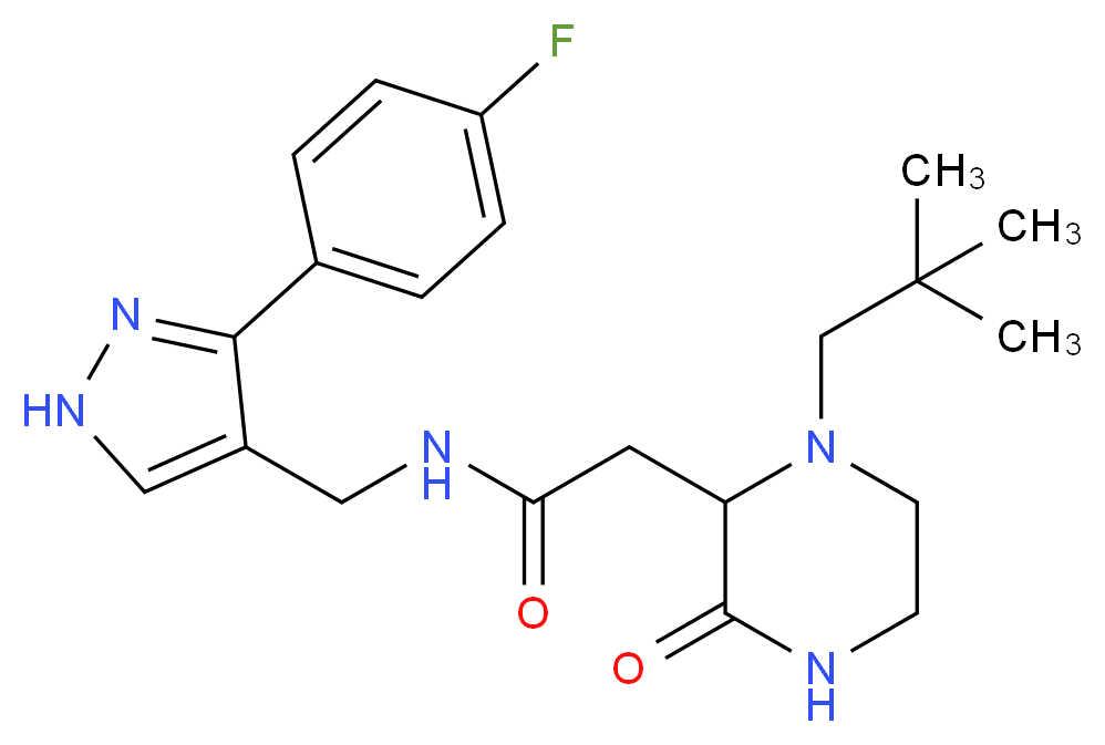 2-[1-(2,2-dimethylpropyl)-3-oxo-2-piperazinyl]-N-{[3-(4-fluorophenyl)-1H-pyrazol-4-yl]methyl}acetamide_分子结构_CAS_)