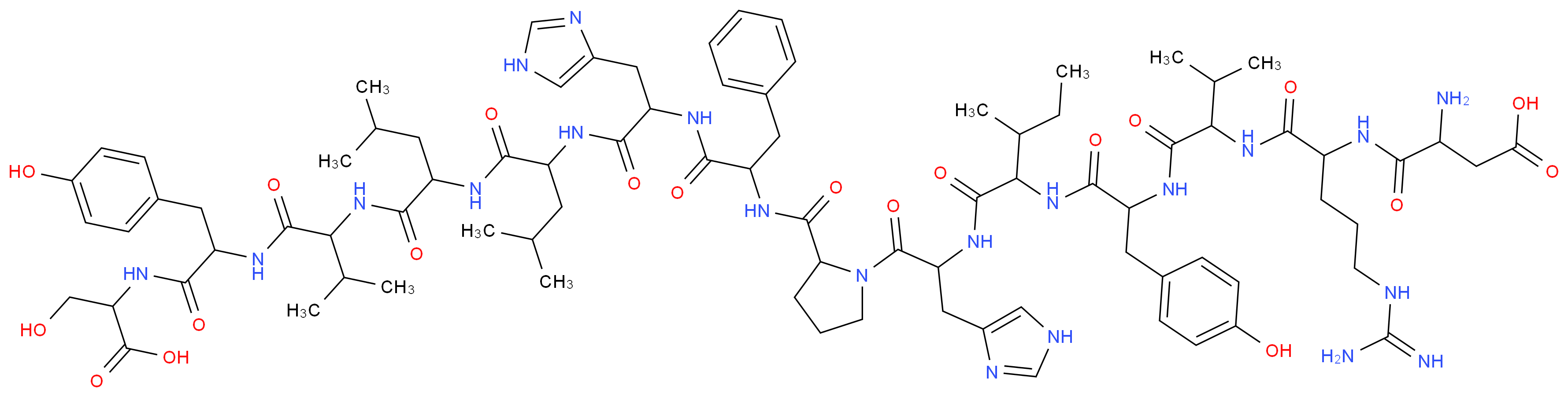 3-amino-3-({4-carbamimidamido-1-[(1-{[1-({1-[(1-{2-[(1-{[1-({1-[(1-{[1-({1-[(1-carboxy-2-hydroxyethyl)carbamoyl]-2-(4-hydroxyphenyl)ethyl}carbamoyl)-2-methylpropyl]carbamoyl}-3-methylbutyl)carbamoyl]-3-methylbutyl}carbamoyl)-2-(1H-imidazol-5-yl)ethyl]carbamoyl}-2-phenylethyl)carbamoyl]pyrrolidin-1-yl}-3-(1H-imidazol-5-yl)-1-oxopropan-2-yl)carbamoyl]-2-methylbutyl}carbamoyl)-2-(4-hydroxyphenyl)ethyl]carbamoyl}-2-methylpropyl)carbamoyl]butyl}carbamoyl)propanoic acid_分子结构_CAS_20845-02-7