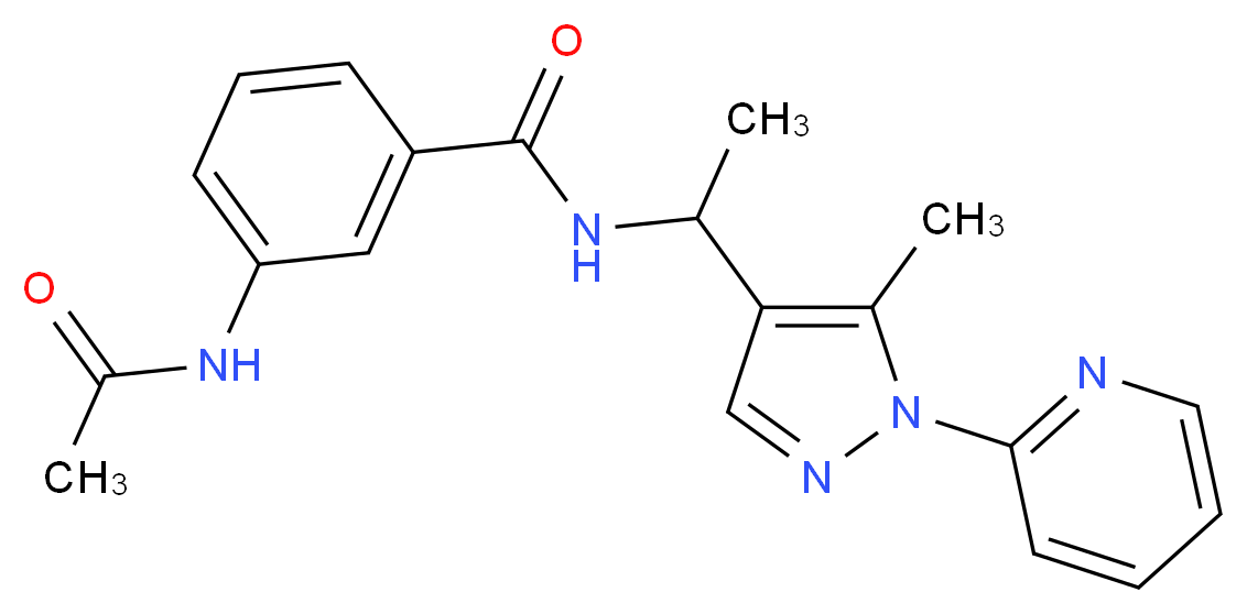 3-(acetylamino)-N-{1-[5-methyl-1-(2-pyridinyl)-1H-pyrazol-4-yl]ethyl}benzamide_分子结构_CAS_)