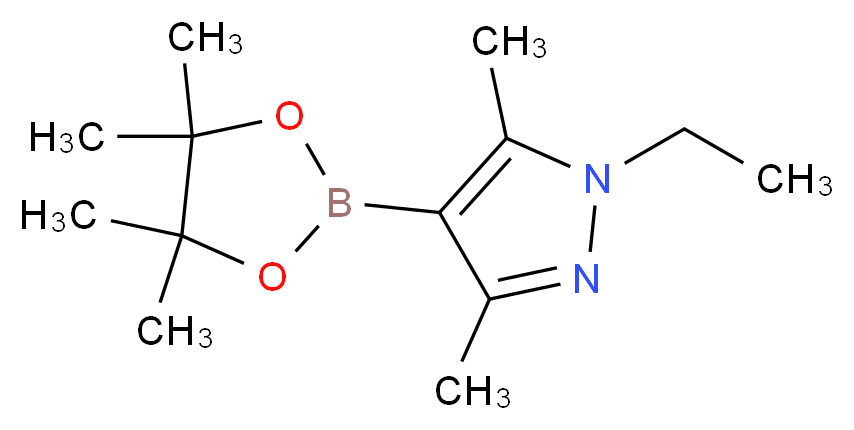 1-ethyl-3,5-dimethyl-4-(tetramethyl-1,3,2-dioxaborolan-2-yl)-1H-pyrazole_分子结构_CAS_1082503-79-4